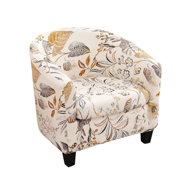 NILUOH Club Chair Slipcover 2 Piece Stretch Barrel Chair Covers Printed Tub Chair Slipcovers Soft Accent Armchair Sofa Protector for Living Roomï¼ˆFlowers 1ï¼‰ - Image 1