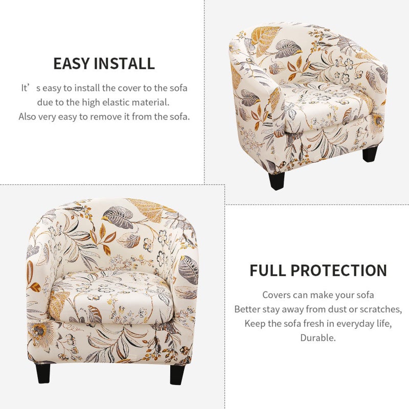 NILUOH Club Chair Slipcover 2 Piece Stretch Barrel Chair Covers Printed Tub Chair Slipcovers Soft Accent Armchair Sofa Protector for Living Roomï¼ˆFlowers 1ï¼‰ - Image 4