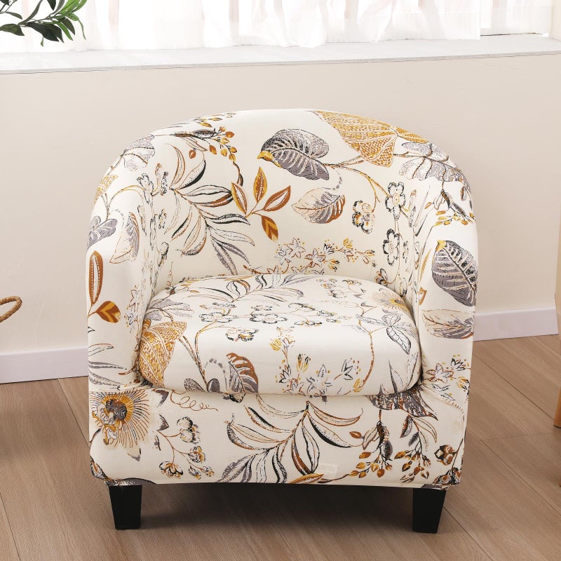 NILUOH Club Chair Slipcover 2 Piece Stretch Barrel Chair Covers Printed Tub Chair Slipcovers Soft Accent Armchair Sofa Protector for Living Roomï¼ˆFlowers 1ï¼‰ - Image 2