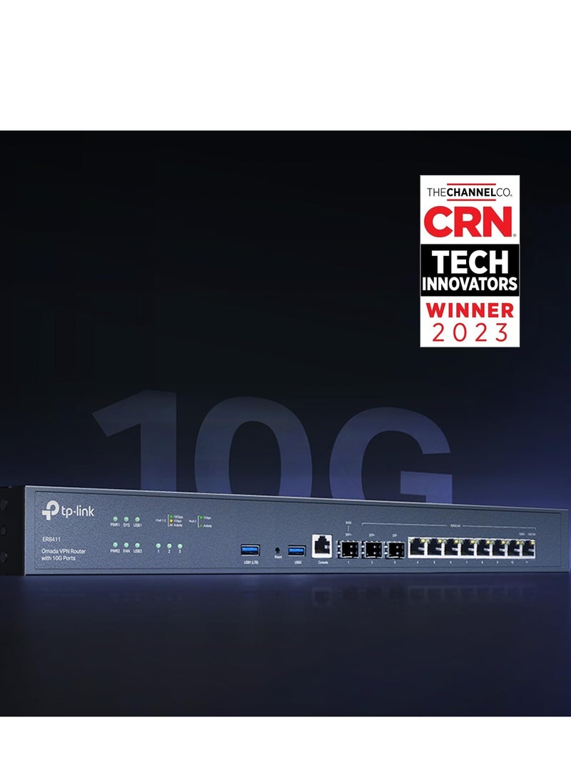 Tp-link Tl TP-Link ER8411 | Enterprise Wired 10G VPN Router | Up to 10 WAN Ports | High Network Capacity | SPI Firewall | Omada SDN Integrated | Load Balance | Lightning Protection | Limited Lifetime Protection  - Image 2