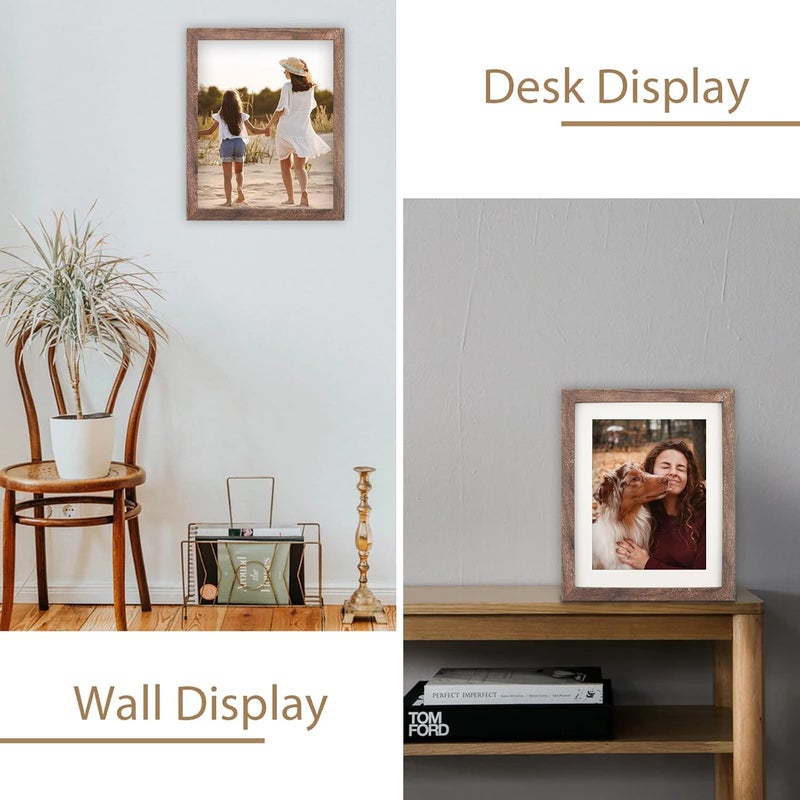 ORIVAN 8x10 Picture Frame Wood Display Picture 6x8 with Mat or 8x10 without Mat Distressed Brown Photo Frame for Wall and Tabletop Decoration - Image 4