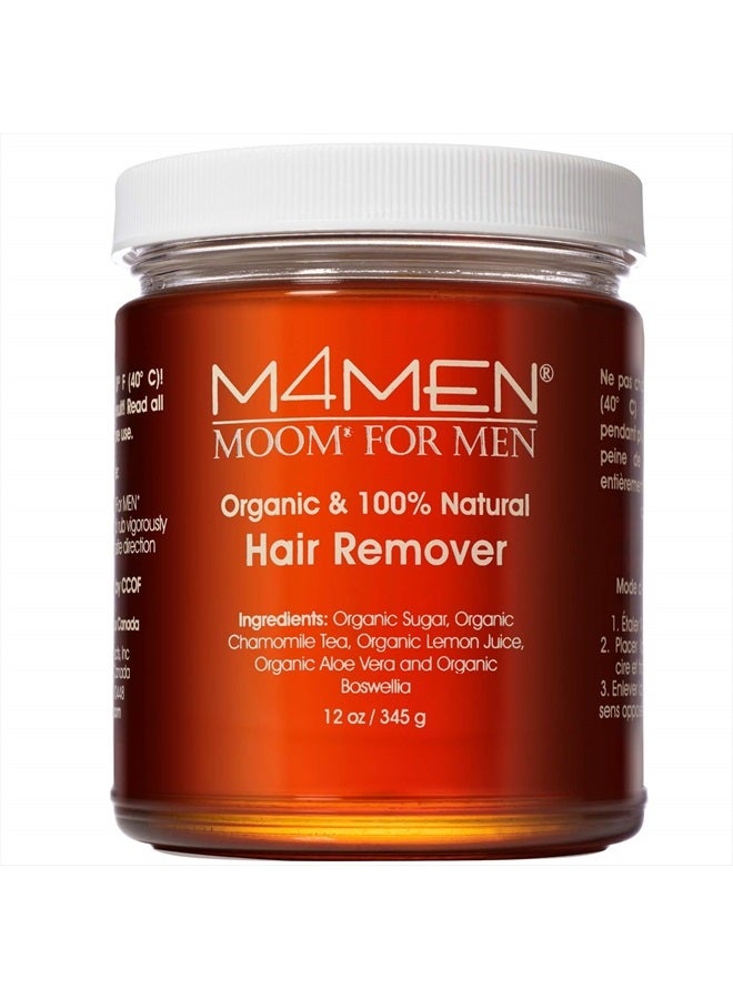 MOOM شمع إزالة الشعر العضوي للرجال مع الألوة فيرا والبابونج - مجموعة إعادة تعبئة شمع السكر الطبيعي للرجال - مثالي للظهر والصدر والحواجب والجسم 12 أونصة. 1 عبوة - Image 1
