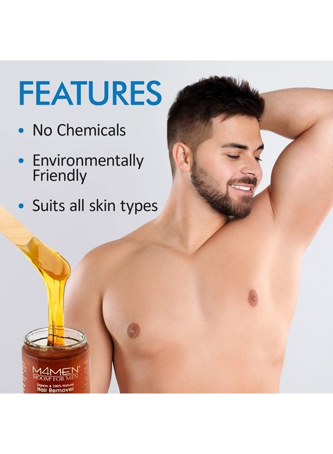 MOOM شمع إزالة الشعر العضوي للرجال مع الألوة فيرا والبابونج - مجموعة إعادة تعبئة شمع السكر الطبيعي للرجال - مثالي للظهر والصدر والحواجب والجسم 12 أونصة. 1 عبوة - Image 5