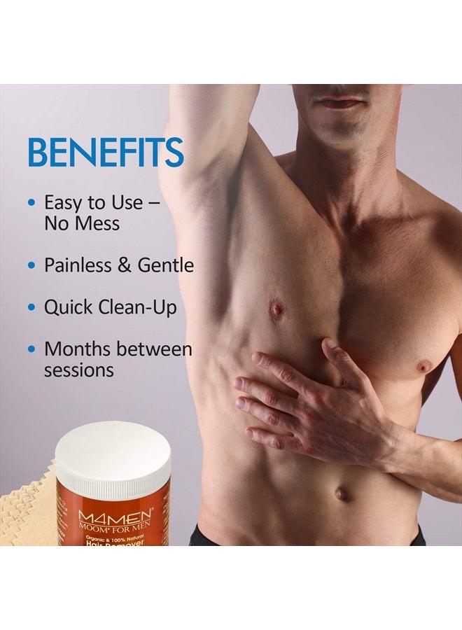 MOOM شمع إزالة الشعر العضوي للرجال مع الألوة فيرا والبابونج - مجموعة إعادة تعبئة شمع السكر الطبيعي للرجال - مثالي للظهر والصدر والحواجب والجسم 12 أونصة. 1 عبوة - Image 4