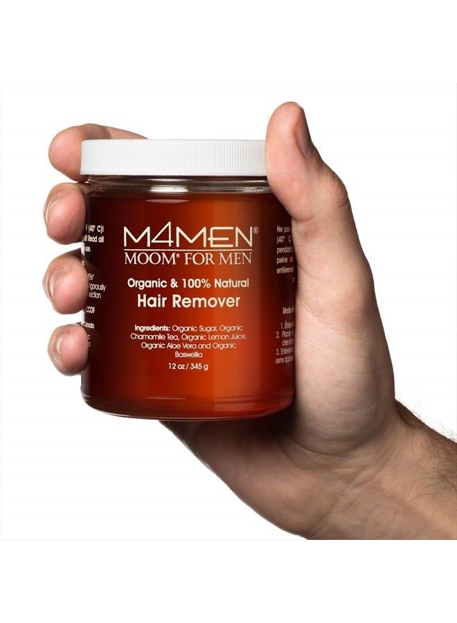 MOOM شمع إزالة الشعر العضوي للرجال مع الألوة فيرا والبابونج - مجموعة إعادة تعبئة شمع السكر الطبيعي للرجال - مثالي للظهر والصدر والحواجب والجسم 12 أونصة. 1 عبوة - Image 3