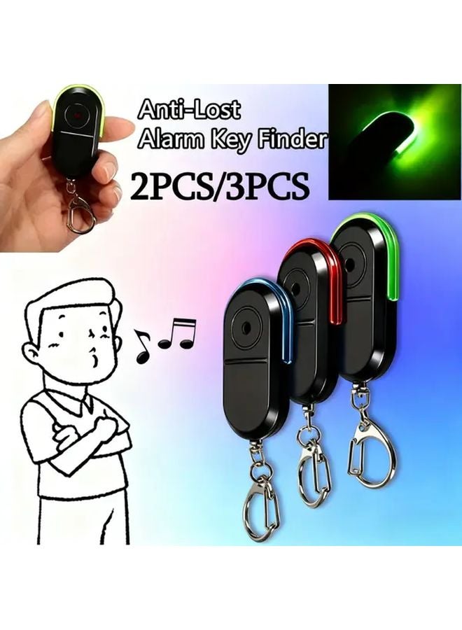 3pcs Ultra Sensitive Key Finder Alarm With Panic Whistle And LED Flashlight Random Color - Image 2