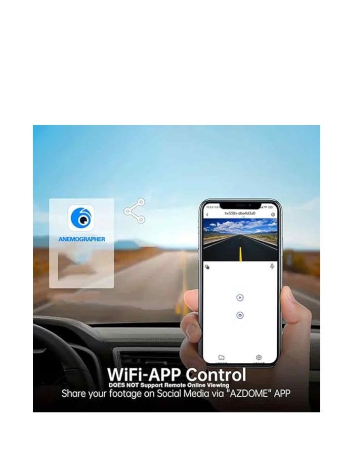 Generic Dual Dash Cam 2K Front + 1080P Rear Driving Recorder – 170° Ultra Wide Angle, WiFi Phone App, G-Sensor, Loop Recording, Motion Detection, Night Vision, Parking Monitor, Seamless HD Recording, Auto On/Off, 5MP Camera, 32GB TF Support  - Image 3