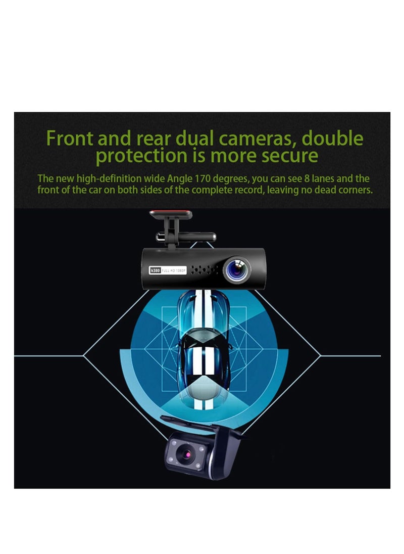 Generic Dual Dash Cam 2K Front + 1080P Rear Driving Recorder – 170° Ultra Wide Angle, WiFi Phone App, G-Sensor, Loop Recording, Motion Detection, Night Vision, Parking Monitor, Seamless HD Recording, Auto On/Off, 5MP Camera, 32GB TF Support  - Image 4