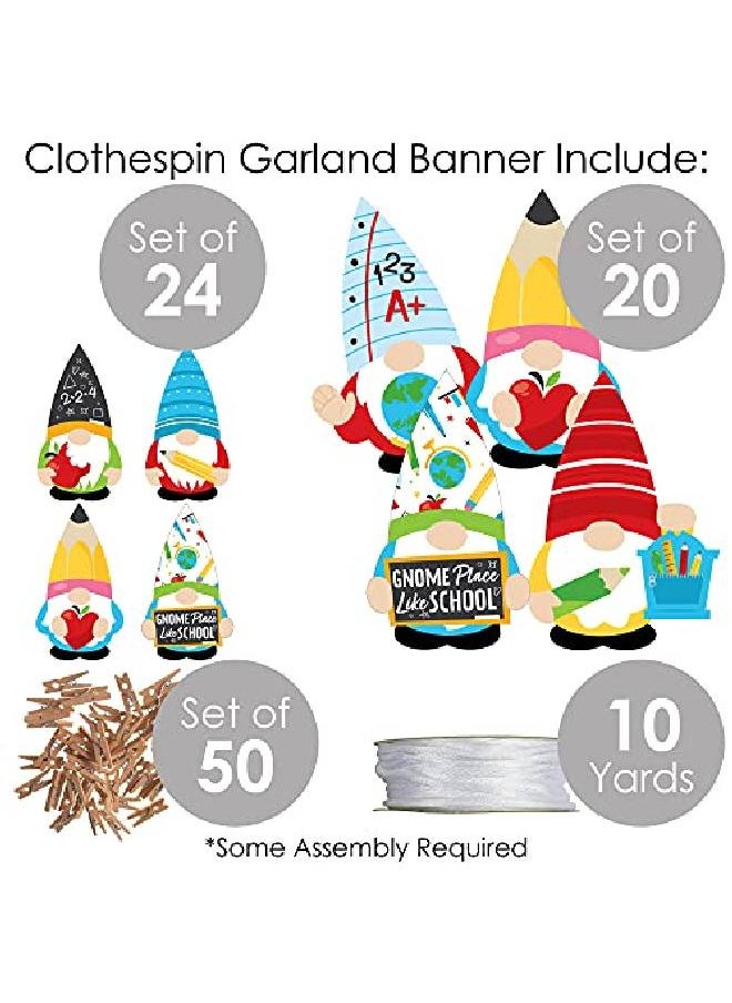 Big Dot of Happiness School Gnomes Teacher And Classroom Diy Decorations Clothespin Garland Banner 44 Pieces  - Image 4