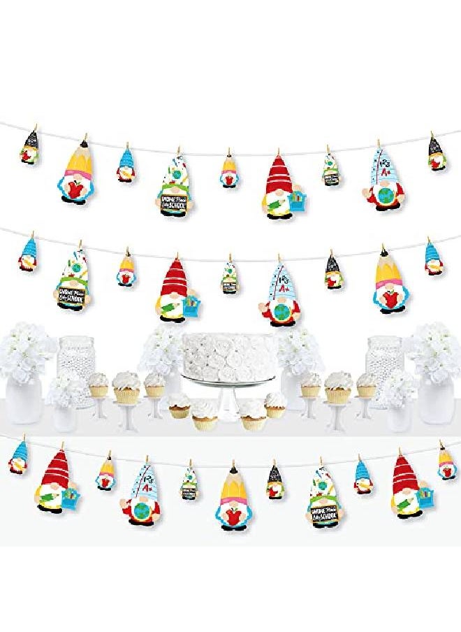 Big Dot of Happiness School Gnomes Teacher And Classroom Diy Decorations Clothespin Garland Banner 44 Pieces  - Image 1