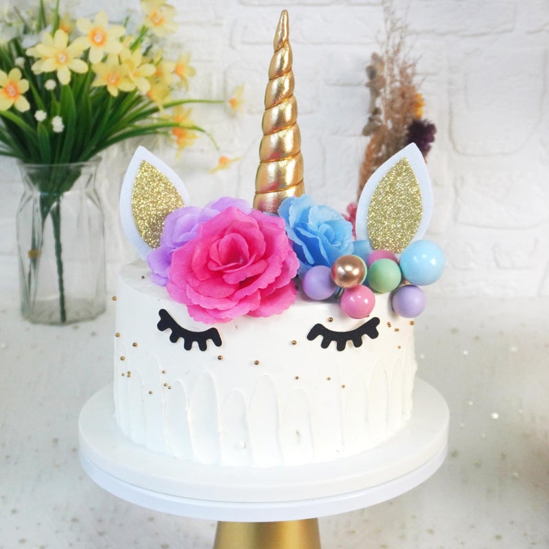 DRWATE 38 PCS Unicorn Cake Topper Unicorn Flower Cake Decorations with Flowers Balls Stars Unicorn Happy Birthday Cake Decorations (Flower) - Image 3