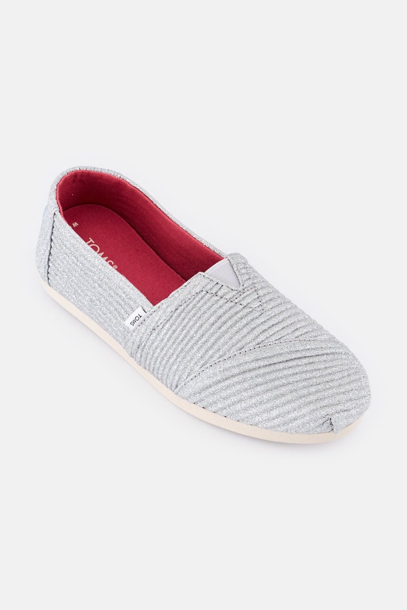 TOMS Women Alpargata Metallic Slip On Casual Shoes, Silver - Image 1