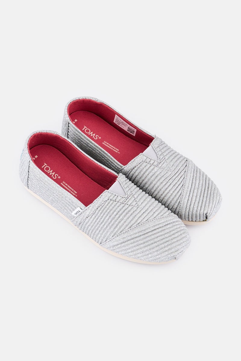 TOMS Women Alpargata Metallic Slip On Casual Shoes, Silver - Image 2