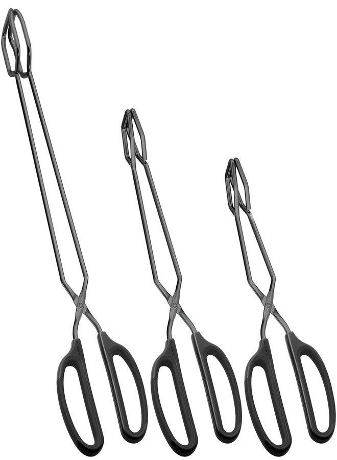 HINMAY 10" 12" 16" Stainless Steel Kitchen Tongs Set, Non-Slip Comfortable Grip Scissor Tongs for Cooking, Grilling & Serving, Set of 3 - Image 1