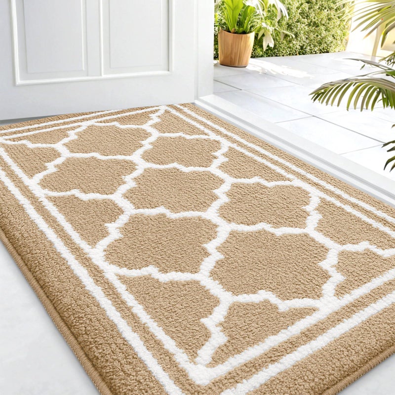 Buganda Indoor Door Mat, Dirt-Resistant and Absorbent Doormat, Anti-Slip, Low Profile Floor Mats for Inside Entryway, Front, and Back Door Entrance (32x20 Inches, Beige) - Image 1