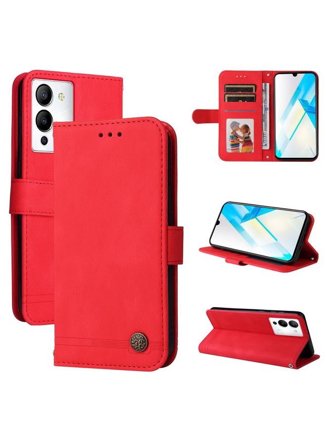 S-TOP Case For Infinix Note 12 / G96 Skin Feel Life Tree Metal Button Leather Phone Case - Image 1