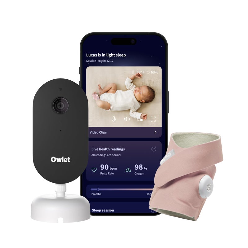 Owlet Dream Duo Gen 3 Smart Baby Monitor AllinOne Bundle 2K HD Video Baby Monitor with Alerts Owlet Dream Sock Tracks Babys Oxygen Heart Rate Sleep Health Insights via App Dusty Rose - Image 2