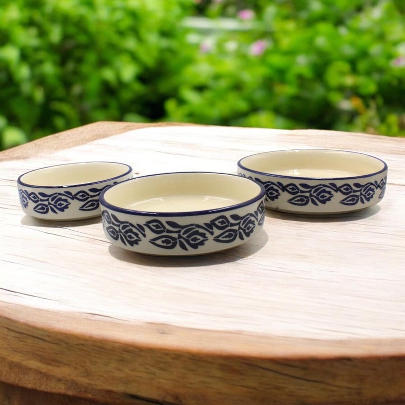 THE POTTERY MUSE Ceramic Plates with Blue Pattern Set of 3 Dinner Plates Snacks Plates Desert Plates Serving Plates Microwave Safe Dishwasher Safe - Image 4