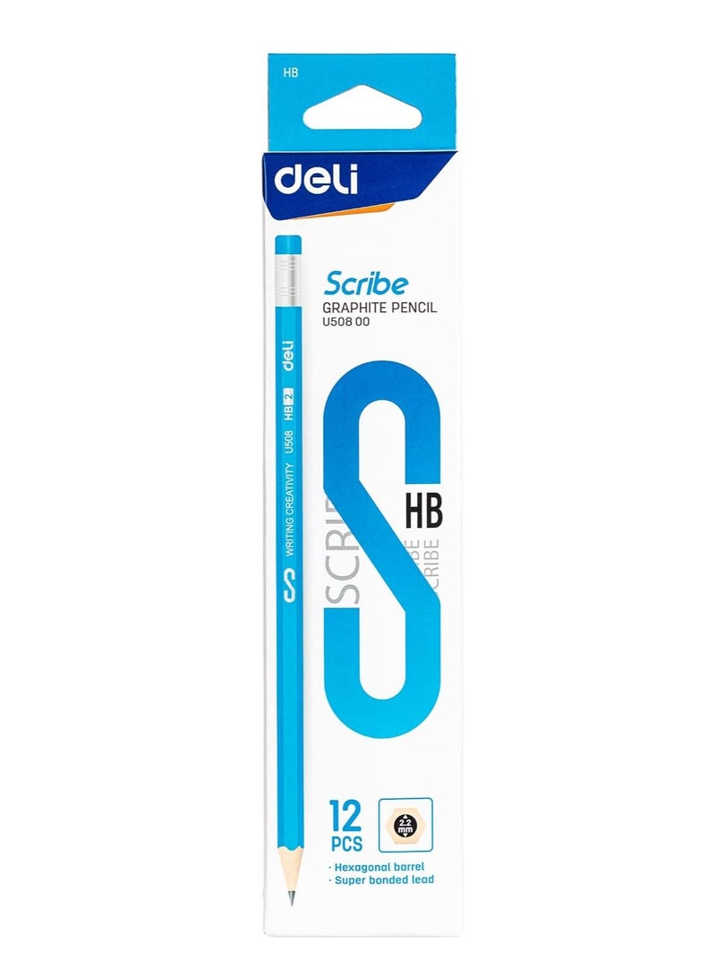 Deli 12-Piece HB Graphite Pencils Blue Body - Image 1