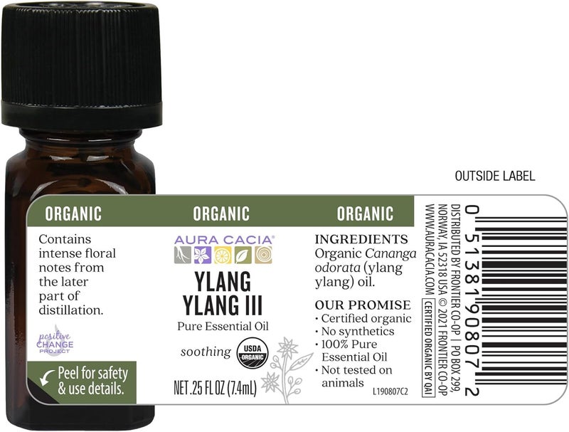 Aura Cacia Organic Ylang Ylang III Essential Oil - 0.25 Fl Oz (7.4 ml) - Soothing Aromatherapy Oil - Image 3