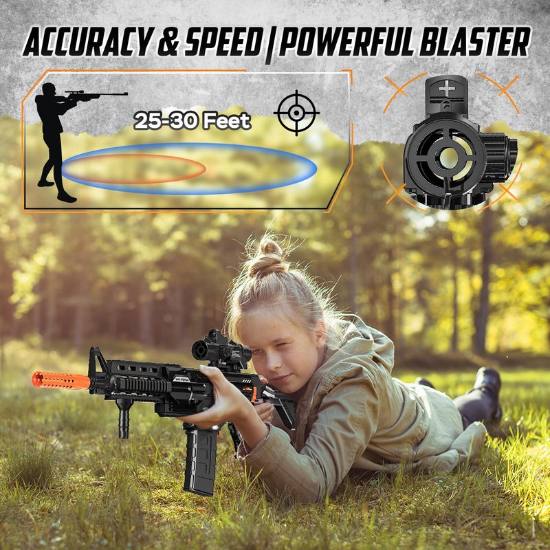 COOLFOX Electric Automatic Toy Gun for Guns Sniper Soft Bullets Shoot Faster Burst Soft Bullets Toy Gun for Boys,Toy Foam Blasters & Guns with 100 Toy Sniper Darts for Kids Black - Image 2