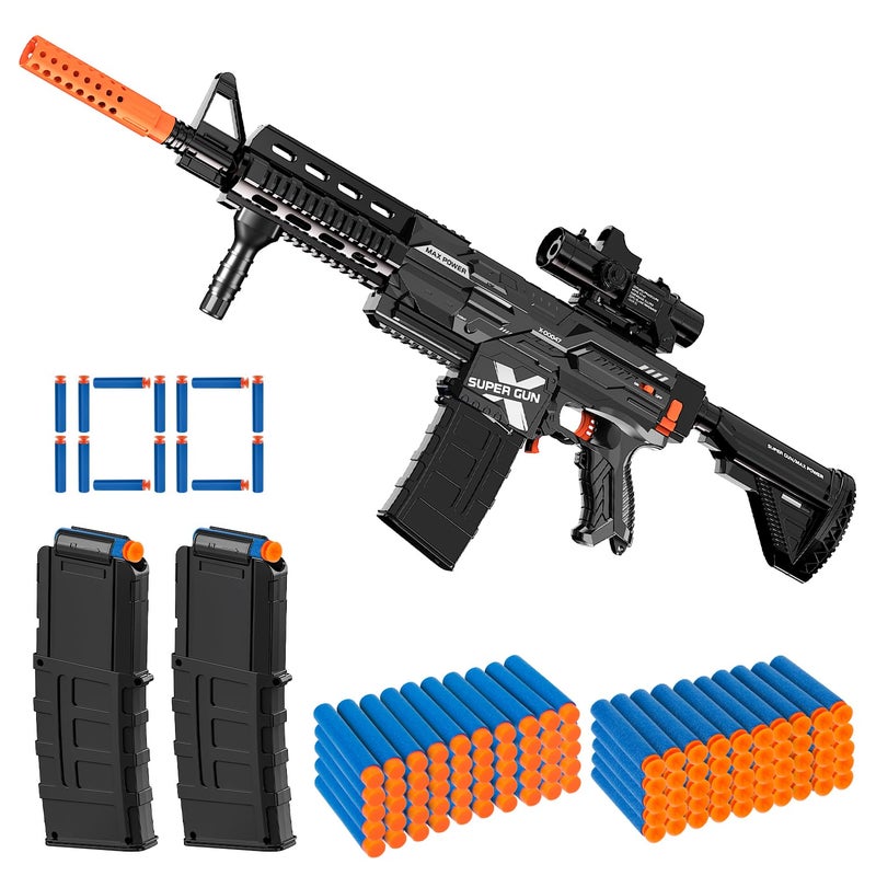 COOLFOX Electric Automatic Toy Gun for Guns Sniper Soft Bullets Shoot Faster Burst Soft Bullets Toy Gun for Boys,Toy Foam Blasters & Guns with 100 Toy Sniper Darts for Kids Black - Image 1