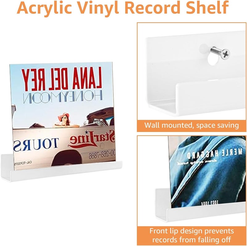 TPGP LDHHYH Pack of 8 Vinyl Record Wall Mounts - White Acrylic Holder - Image 4