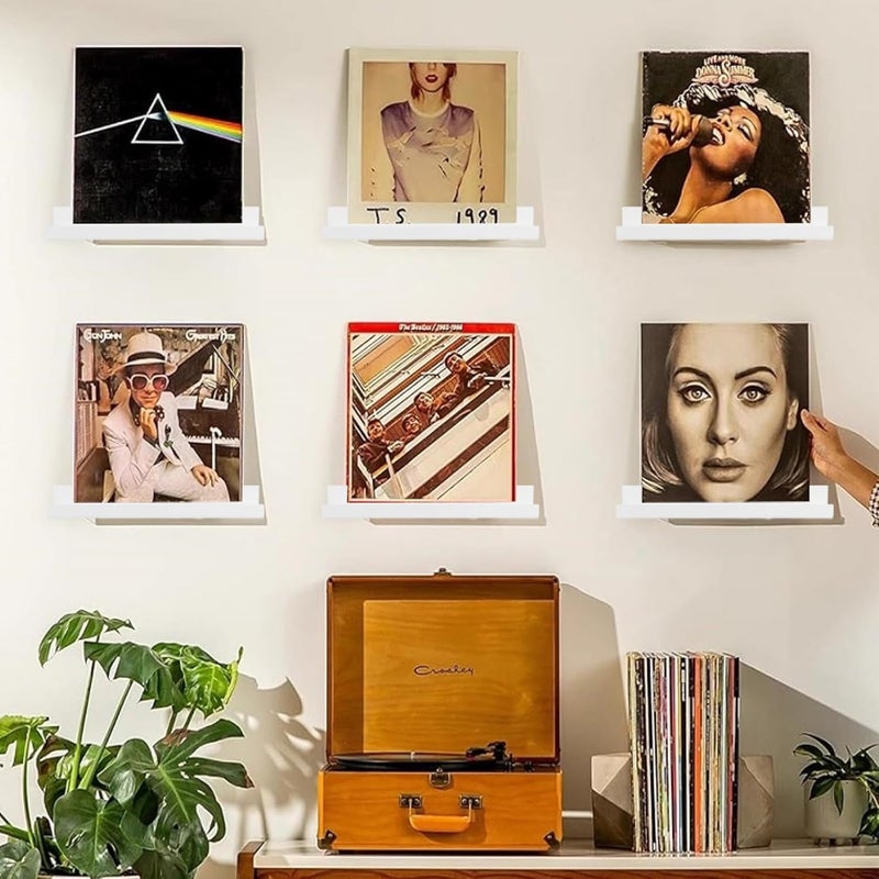TPGP LDHHYH Pack of 8 Vinyl Record Wall Mounts - White Acrylic Holder - Image 2