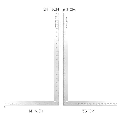 KEARING LSquare Curve Ruler24 x 14inch and 60 x 35cm Aviation Aluminum Fashion Designers Ruler for Pattern Making - Image 3