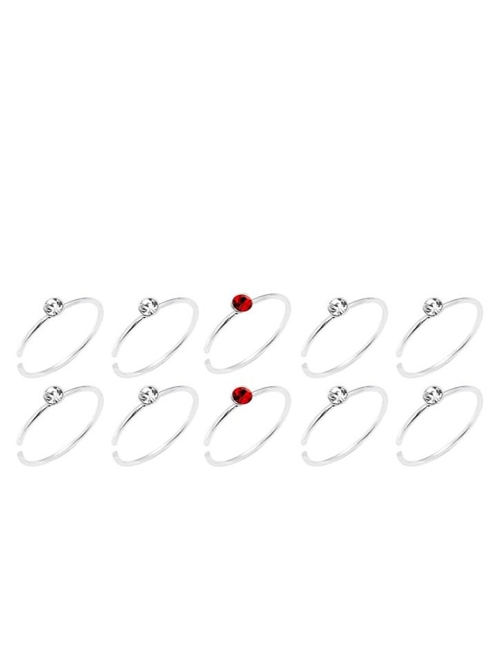 maya accessories nose ring piercings surgical stainless steel 5 peices (mixed random colors)