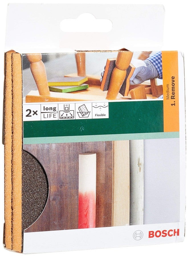 Bosch Professional Foam Sanding Pad for Medium Sanding, Pack of 2, 69X97X26 Mm - Image 1