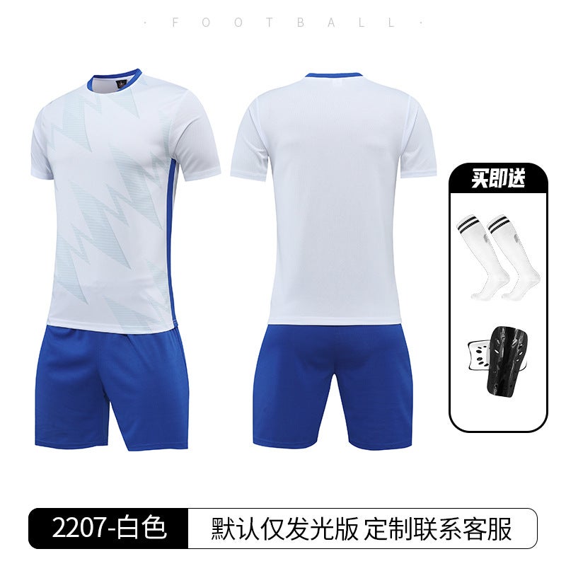 Generic Childrens Thin Game Football Suit suit Campus Male Coach Running Sports Jersey Womens Outdoor Tennis Suit T-shirt 2207-White (Socks Shingers)