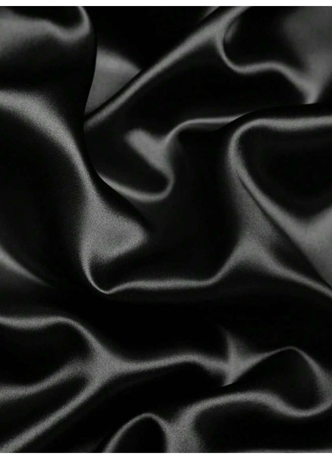 Generic - 2 Pcs Premium Queen Pillowcase Silk Black 76 x 51 cm - Image 1