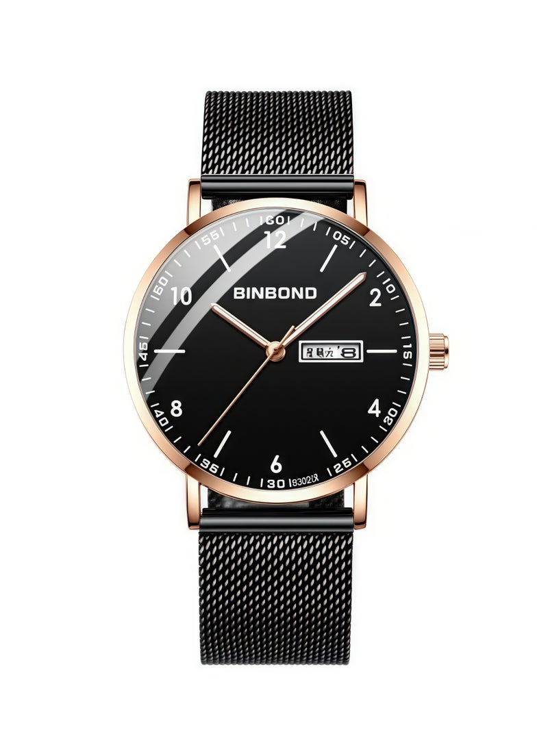 بينبوند ساعات للرجال ووتش الفاخرة الفولاذ المقاوم للصدأ الكوارتز للماء ووتش