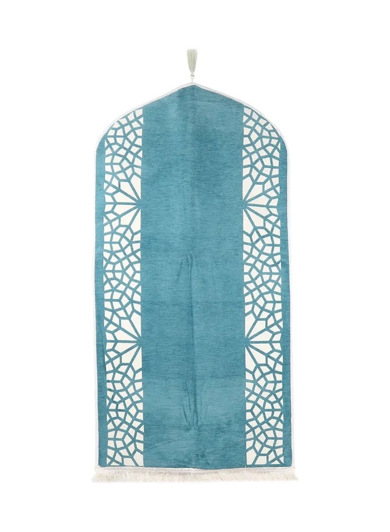 MANASEK Prayer Mat from the Eylul collection with a bag from the local brand Manasek | Saudi products | Made of polyester, cotton, and soft double chenille fabric, comfortable and practical - 70 x 120 cm  - Image 1