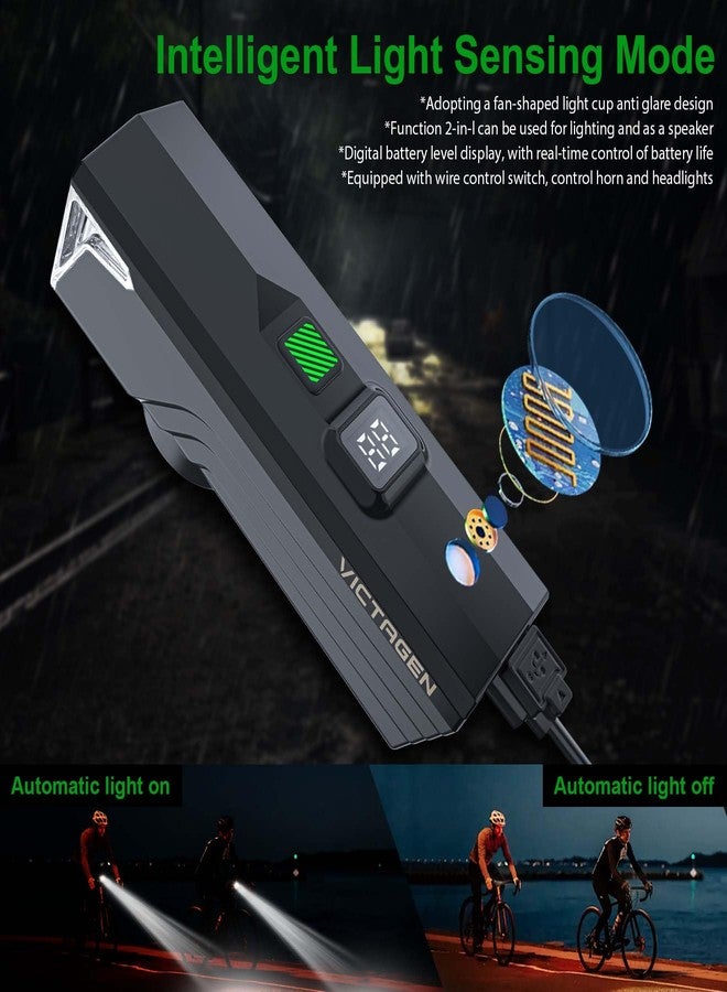 Victagen Ultra Bright USB Rechargeable Bike Light Set, Powerful Bicycle Front Headlight and Back Taillight, 5 Light Modes Light for Bike, for Men Women Kids Road Mountain Cycling - Image 2