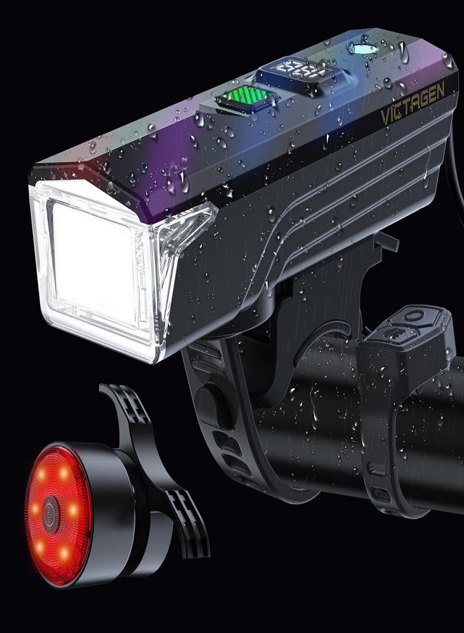 Victagen Ultra Bright USB Rechargeable Bike Light Set, Powerful Bicycle Front Headlight and Back Taillight, 5 Light Modes Light for Bike, for Men Women Kids Road Mountain Cycling - Image 1