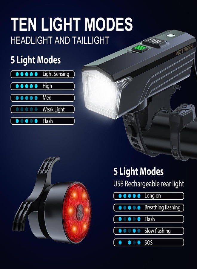 Victagen Ultra Bright USB Rechargeable Bike Light Set, Powerful Bicycle Front Headlight and Back Taillight, 5 Light Modes Light for Bike, for Men Women Kids Road Mountain Cycling - Image 4