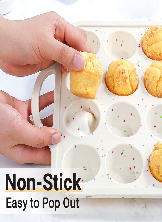 FUNBAKY Silicone Mini Muffin Pan with Metal Frame- 24 Cups Nonstick Mini Cupcake Pans with Handles Easy to Move for Baking Mini Muffin, Cupcake, Egg Bites Oven Safe, 2 Pack Confetti - Image 5