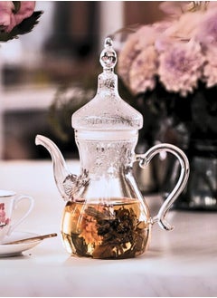 1Chase Arabic Style Dalla Glass Borosilicate Teapot 1000ml Heat-Resistant, Transparent with Spout for Easy Pouring - Ideal for Blooming & Loose Leaf Tea - Perfect for Ramadan, Thanksgiving Celebrations  - Image 4
