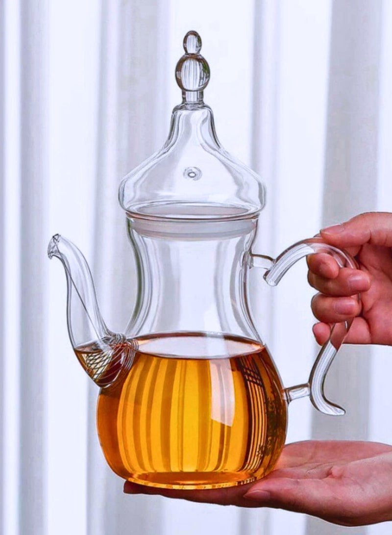 1Chase Arabic Style Dalla Glass Borosilicate Teapot 1000ml Heat-Resistant, Transparent with Spout for Easy Pouring - Ideal for Blooming & Loose Leaf Tea - Perfect for Ramadan, Thanksgiving Celebrations - Image 1