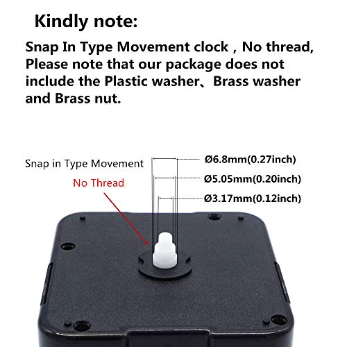 TIKROUND Youngtown 12888 Snap in Type 4.5mm Hour Shaft Length Continuous Sweep Quartz Clock Movement,8mm Total Shaft Length (C Hands) - Image 3