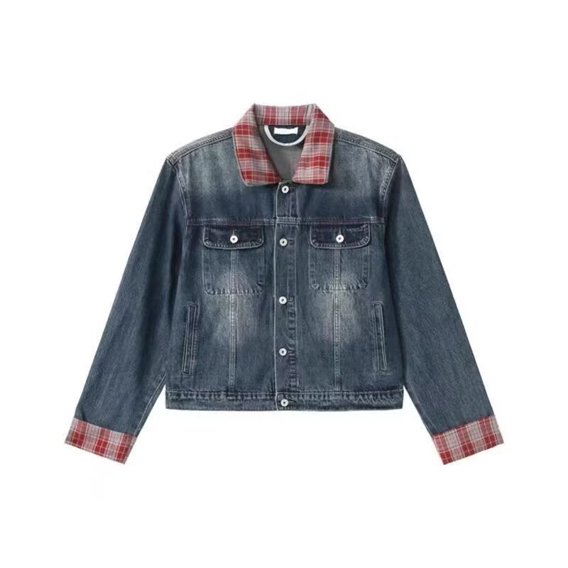 American Retro Versatile Denim Jacket For Men And Women, Motorcycle Trendy Brand Turn-Down Collar Loose Casual Top - Image 1