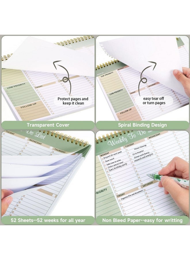 Thboxes Weekly To Do List Notepad, Undated Weekly Planner Weekly Desk Planner With 52 Tear Off Sheets Habit Tracker & Productivity Organizer For Home School And Work, 8.5''X11'' -Light Green  - Image 3