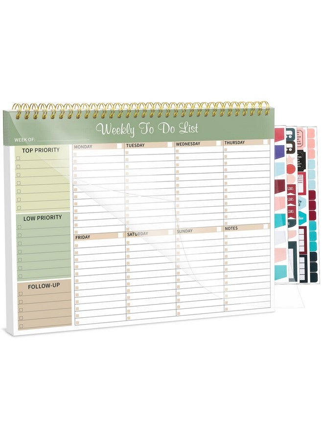 Thboxes Weekly To Do List Notepad, Undated Weekly Planner Weekly Desk Planner With 52 Tear Off Sheets Habit Tracker & Productivity Organizer For Home School And Work, 8.5''X11'' -Light Green  - Image 1
