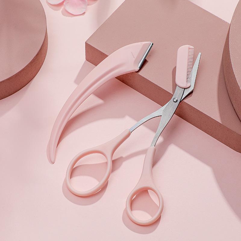 Eyebrow trimmer scissors with comb eyelashes Eyebrow Razor Hair Scissors tool set(A-2pcs)