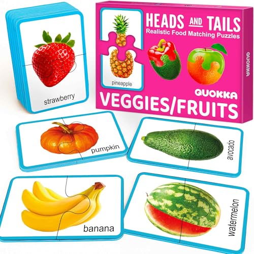QUOKKA Jigsaw Toddler Puzzles Ages 24 100 SelfCorrecting 16 Realistic Matching Fruits Veggies Educational Toddler Puzzles Ages 13 with 32 Pieces Memory Matching Games - Image 1