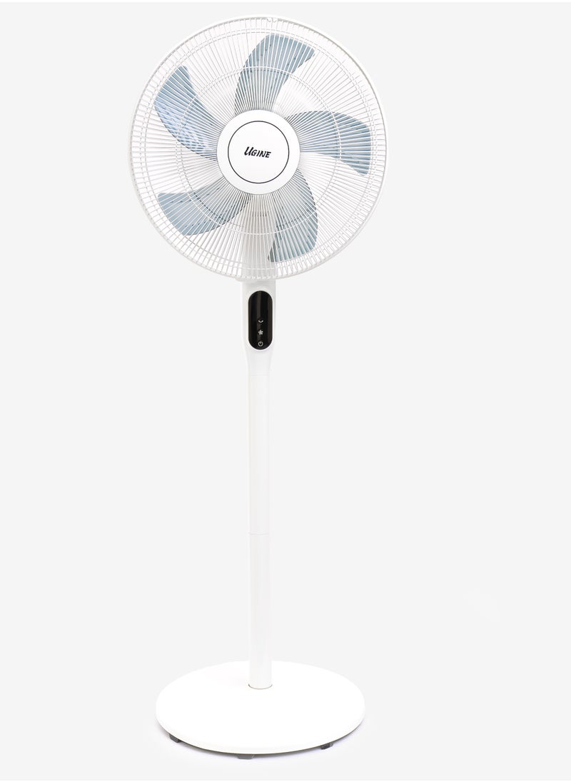 UGINE Ugine Fan With Stand,5 Leaf Blade, With Remote control, 12-Speed Level, White- USASF  - Image 1