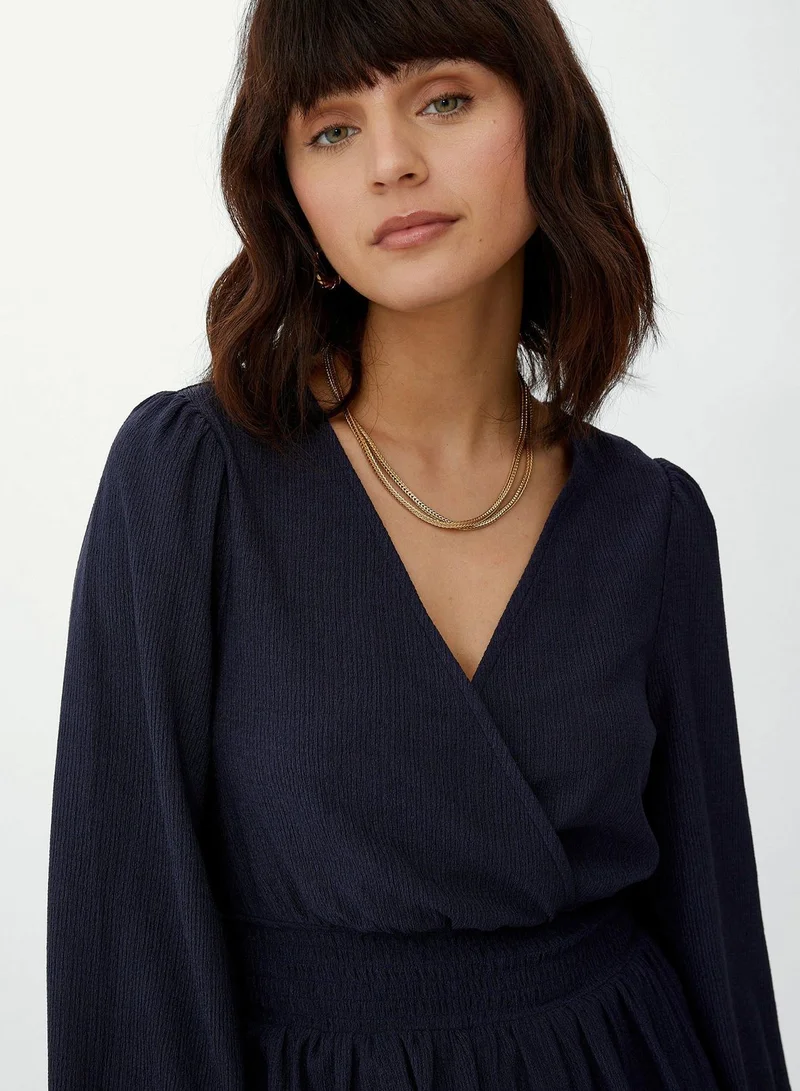 DEBENHAMS Plunge Neck Ruffle Detail Wrap Top