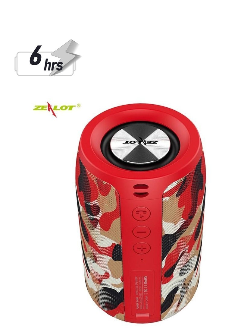 NIBEMINENT Portable Wireless Bluetooth Speaker Camouflage Red  - Image 1